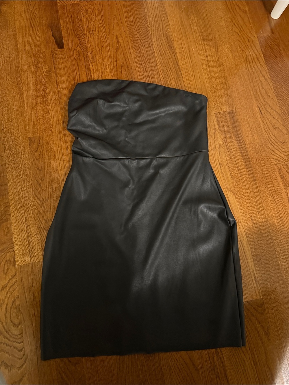 Free People Black Strapless Faux Leather Mini Dress
